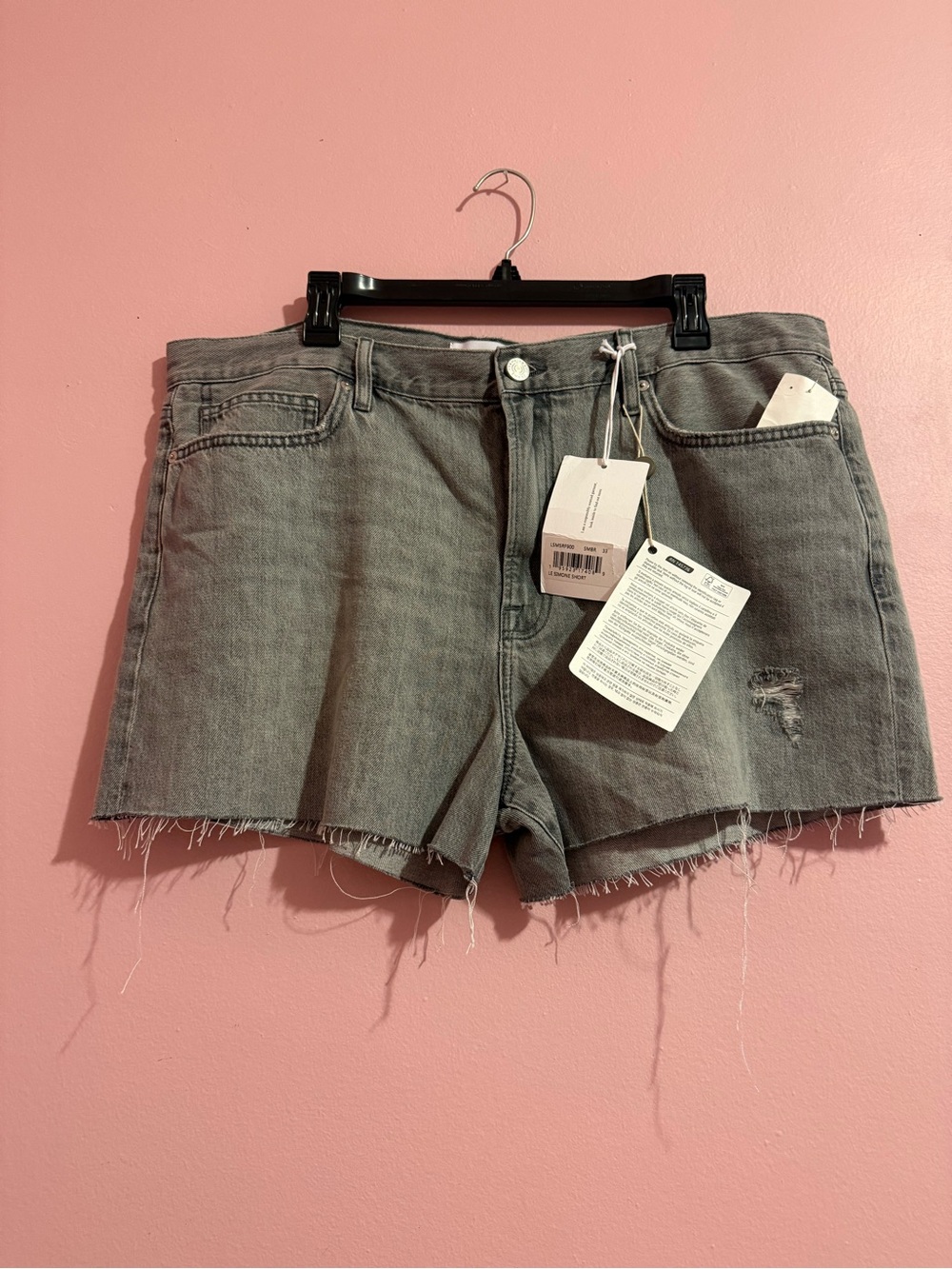 Frame Denim Gray Raw-Hem Jean Shorts